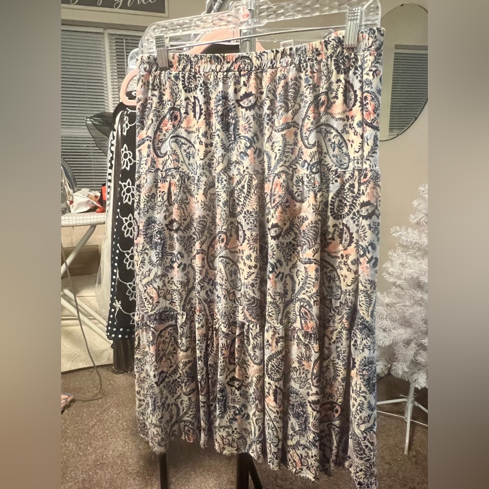 Cato Paisley Multi Color Prairie Style Skirt